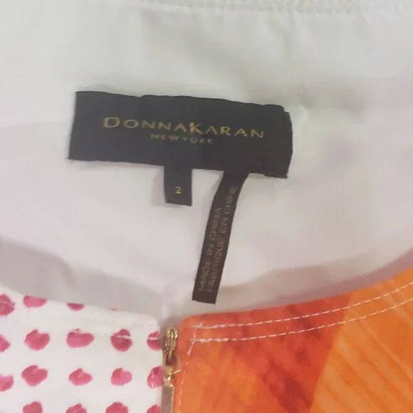 Donna Karan New York Dress Women Size 2 Abstract Handkerchief Hem City Couquette - Picture 2 of 16